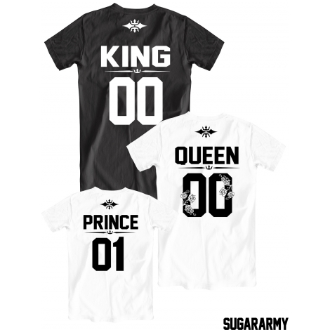 King Queen Prince matching family t-shirts with custom number