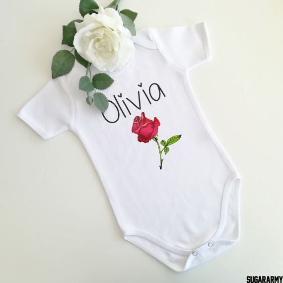 Personalized bodysuit with beautiful rose