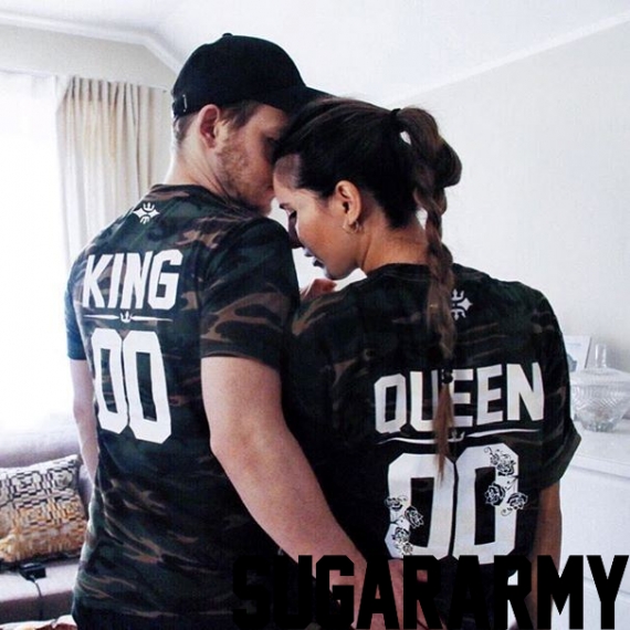 KING and QUEEN couple t-shirts ★ the CAMO COLLECTION ★ Custom number