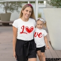 LO VE RED/WHITE PRINT Matching Mom Daughter Set
