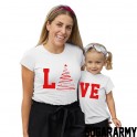 LO VE CHRISTMAS RED/WHITE PRINT Matching Mom Kid Set