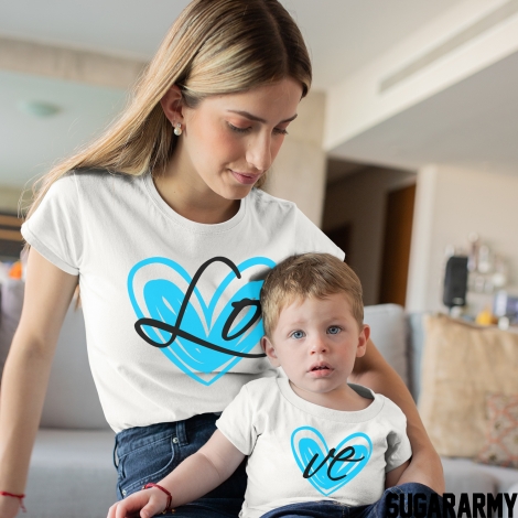 LO VE Matching Mom Kid Set - Blue Heart