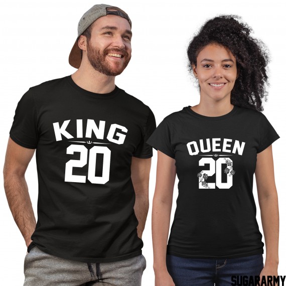  KING & QUEEN Couples T-shirts ★ CUSTOM NUMBER ★