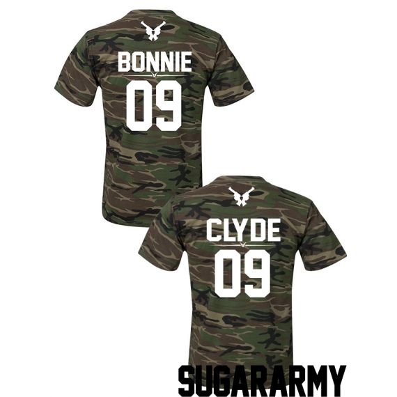 BONNIE and Clyde t-shirts ★ the CAMO COLLECTION ★ CUSTOM NUMBER ★