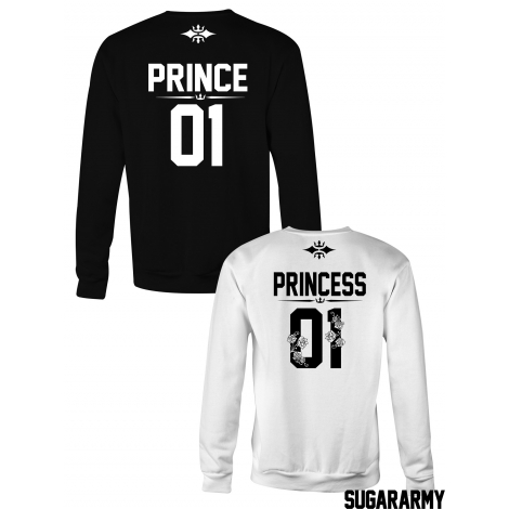 PRINCESS and PRINCE matching couple sweatshirts