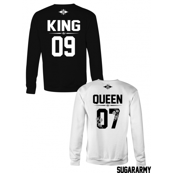 KING and QUEEN crewneck sweatshirts with custom number