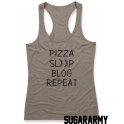 Pizza Sleep Blog Repeat tank top
