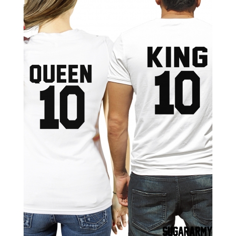 King and Queen matching couple t-shirts ♛ CUSTOM NUMBER ♛
